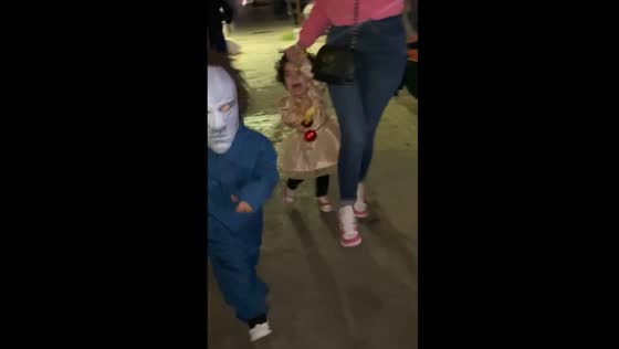 Child in scary mask startles another in Nogales, Mexico