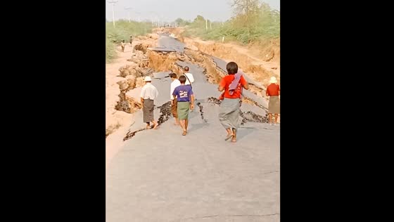 Earthquake leaves massive rift in Myittha, Myanmar