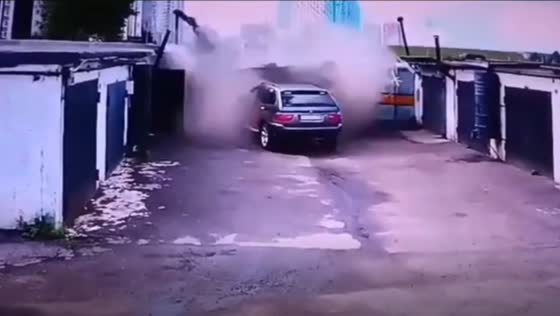 Garage explosion in Krasnoyarsk due to gas leak