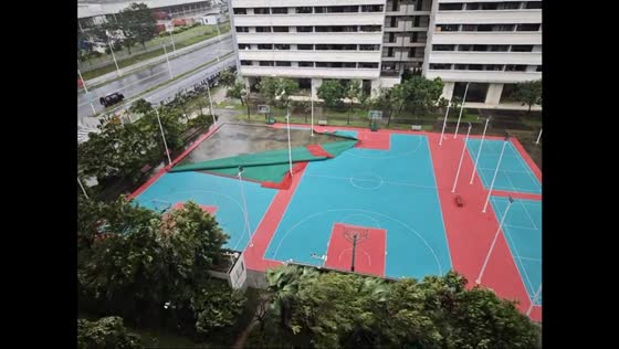 Typhoon Ragasa damages sports ground amid red storm surge warning in Guangdong, China