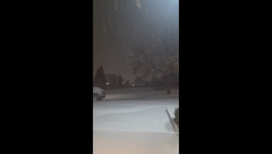 Blowing snow and strong winds sweep through Bismarck, North Dakota, USA