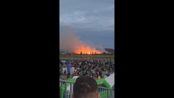 Fire breaks out during Sanicole Sunset Airshow in Hechtel-Eksel, Belgium