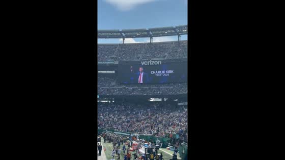 Tribute to Charlie Kirk at MetLife Stadium in East Rutherford, New Jersey, USA