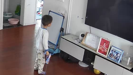 Child's play: toy mishap turns TV screen black in Shandong home video