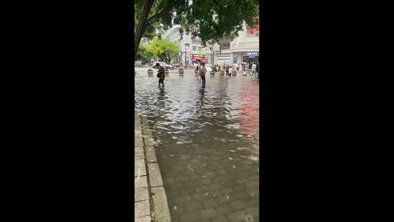 Severe flooding inundates Central Avenue in Harbin, China