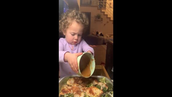 Tiny Chef triumph: 3-year-old Penny Kay takes charge in the kitchen!