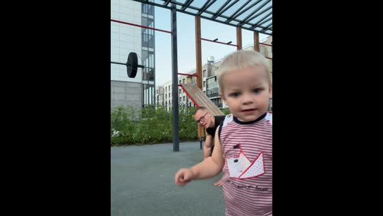 Curious little boy interrupts workout in Saint Petersburg, Russia