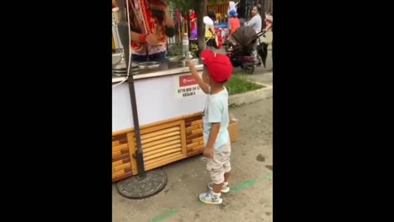 The boy was very angry that he was not given ice cream!