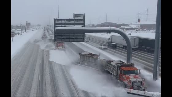An impressive tow plow clears multiple lanes of snow in Utah