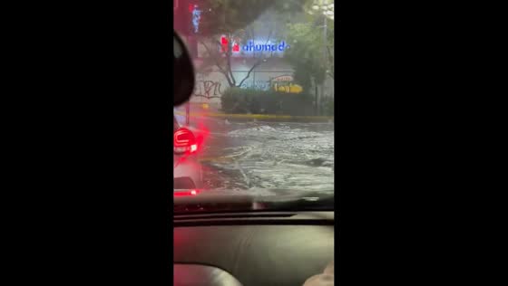 River overflows after heavy rain in Santiago, Chile