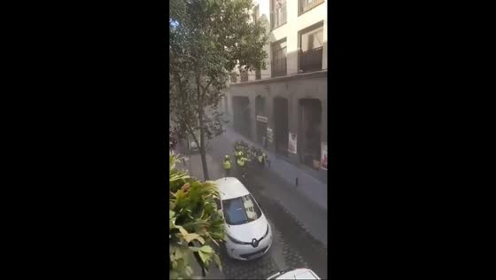 Building under renovation collapses in central Madrid, Spain
