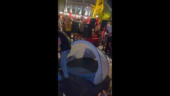 Housing-rights protesters set up overnight encampment at Las Setas in Seville, Spain