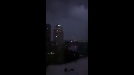 Intense thunderstorm with lightning in Itasca, Illinois
