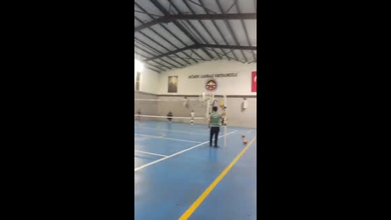 Volleyball serve accidentally hits referee during a game in Bursa, Turkey