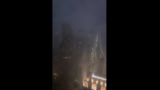 Strong wind gusts and lightning amid inclement weather