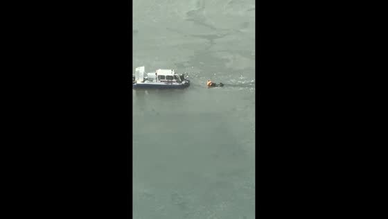 Man rescued after falling through ice on river in Moscow, Russia
