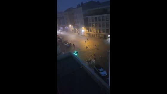 Heavy storm floods streets with lightning in Toulon, France