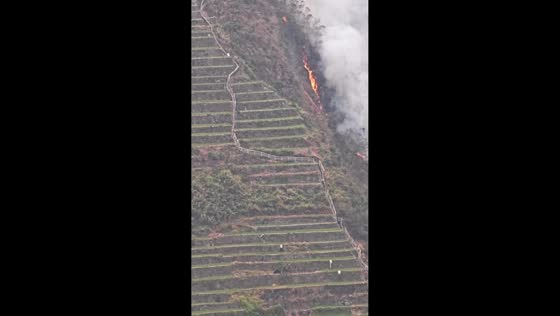Flames spotted near Batad Rice Terraces in Banaue, Ifugao, Philippines