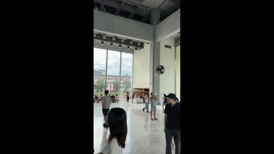 Unique art piece swings wildly at Taipei museum, Taiwan