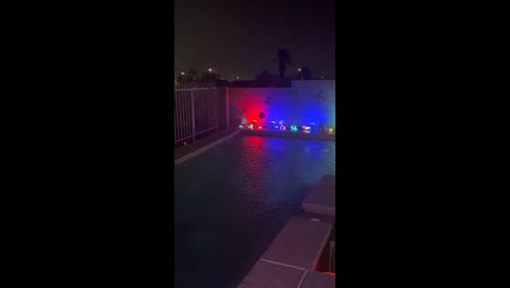 Soothing light rain over swimming pool in Las Vegas, USA