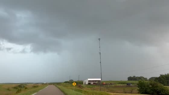 Dark clouds gather as storm approaches in Crawfordsville, Iowa, USA