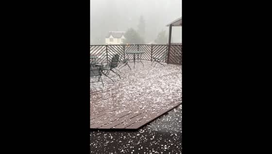 Heavy hailstorm in Deadwood, South Dakota, USA