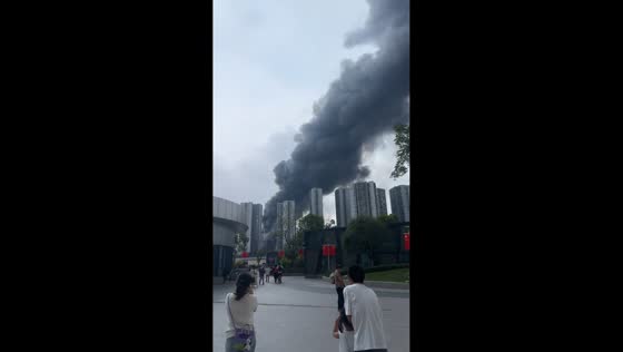 Fire causes alarm near Chongqing West Railway Station in Chongqing, China