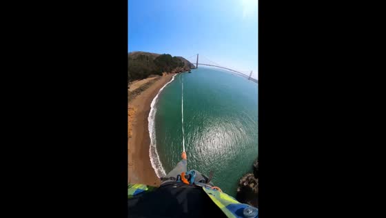 Golden Gate slackline: walking the beach with a cast
