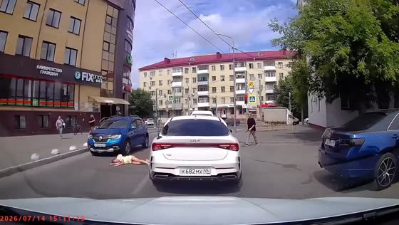 Child runs into roadway and is hit by car in Kurgan, Russia