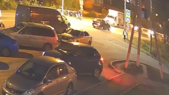 Motorcyclist hits pedestrian in Dmitrov, Russia