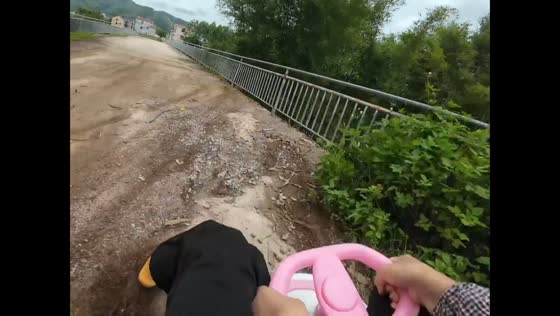 Woman falls from steering toy wheel in Guangxi, China