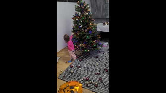 Toddler caught removing Christmas tree decorations in Unna, Germany