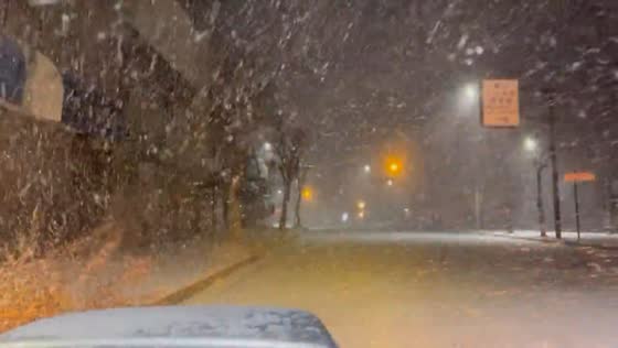 Visibility drops during heavy snowstorm in Nikko, Tochigi, Japan