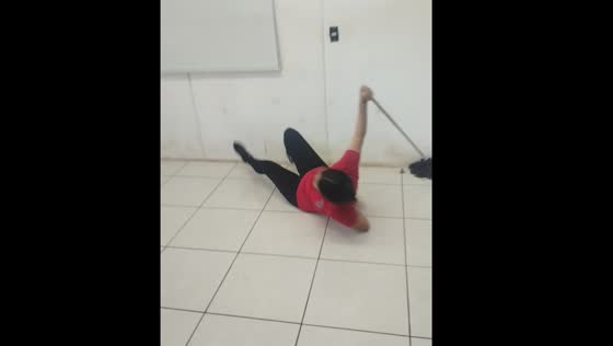 Person slips and falls while playing with mop in Puerto Vallarta