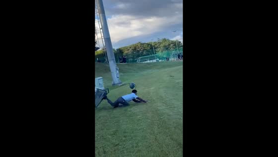 Man falls forward after trolley tips during slope ride in Johannesburg, South Africa