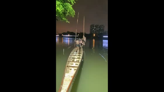 Man falls into water during dragon boat activity in Guangdong, China
