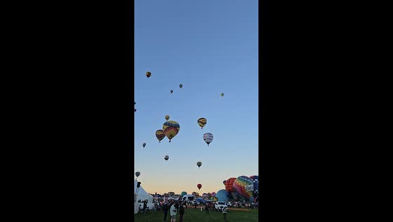 Hot-air balloons fill the sky during Day 2 of Albuquerque Balloon Fiesta in New Mexico, USA