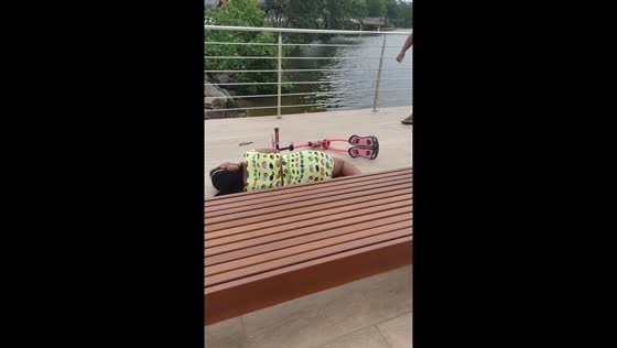 70-year-old mom takes a tumble on scooter during fun family outing