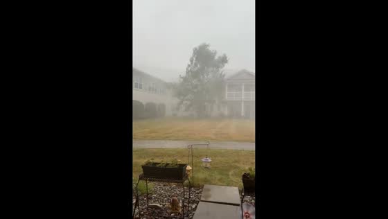 Heavy rain and strong winds reduce visibility in Victor, New York, USA