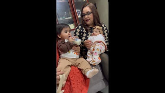 Toddler steals baby’s bottle during feeding in Nuevo Laredo, Mexico