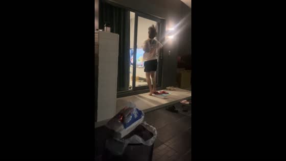 Person accidentally hits glass door in Pattaya City, Thailand