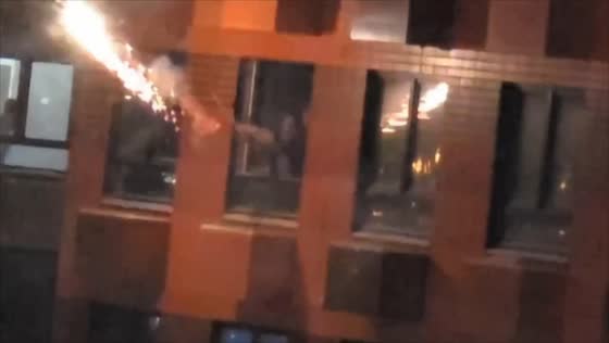 Man fires fireworks from apartment window in Odintsovo, Russia