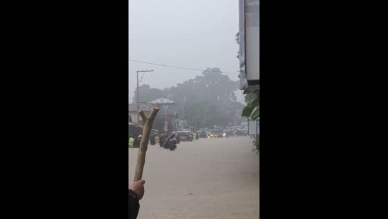 Tropical storm Kristine causes flooding and traffic jams in Sorsogon, Philippines