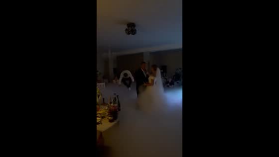Best man dives into wedding dance fog and falls in Minsk, Belarus