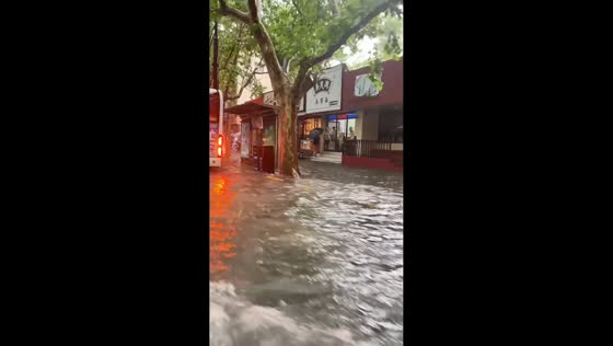Severe flooding submerges streets in Shanghai, China