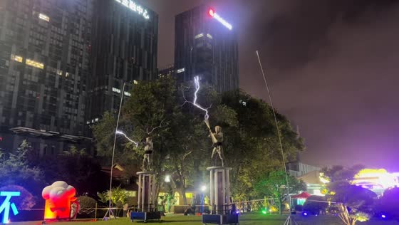 Static electricity and Tesla coil dance performance in Shandong, China