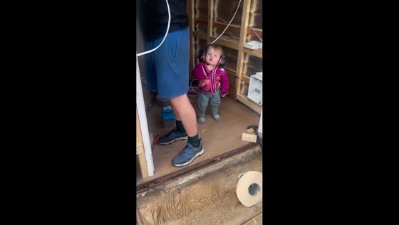 Toddler joins dad in horsebox conversion project in Wales, UK