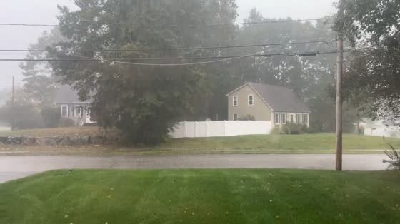 Heavy rain falls as cold front moves in Boston, Massachusetts, USA