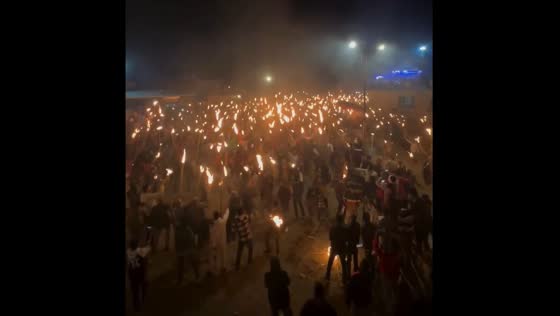 Celebrating diwali with fire torches in Chakrata, Uttarakhand