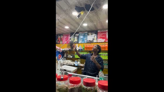 Drink vanishes into ceiling hole at Queens Way, Ernakulam